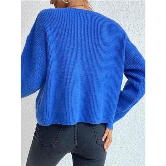 Ribbed Knit Dropped Shoulder Sweater - Picture 4 of 15